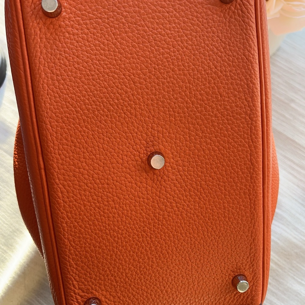 Hermes Orange Clemence Palladium Plated Lindy Bag 30 - Picture 6 of 12